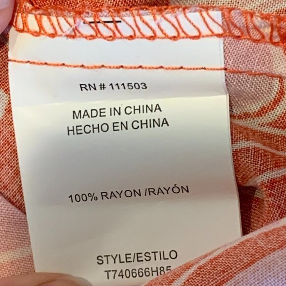 AUW Floral Sleeveless Tank Top Cutout Neck Sz L Orange & Pink Tropical #129M - Picture 8 of 9